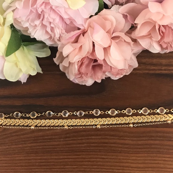 Bohemian 3 Piece Chevron Crystal Anklet Set - Picture 13 of 16